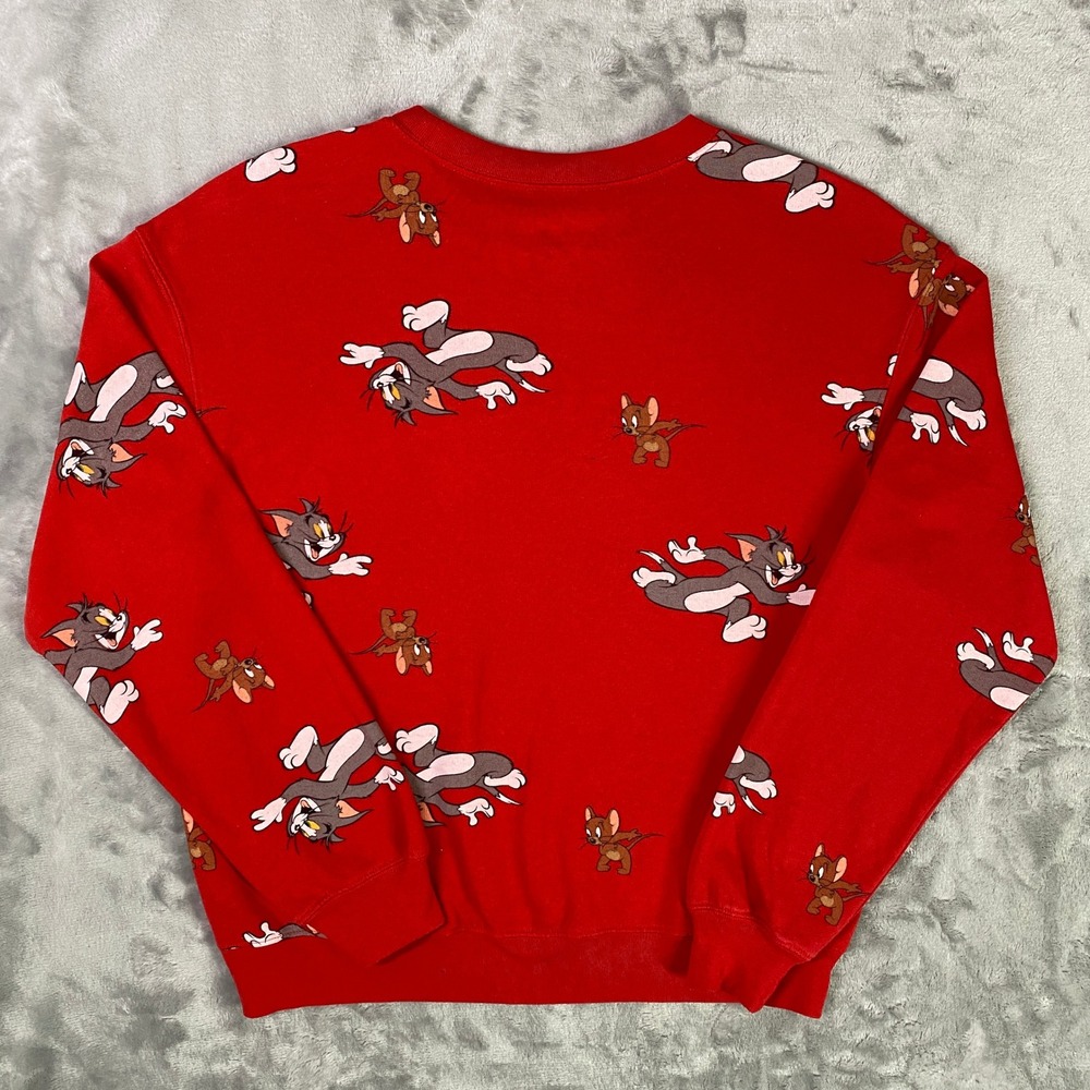 Tom and Jerry All Over Print Sweatshirt Unisex Medium Red Graphic Pullover 2020 - Picture 2 of 6